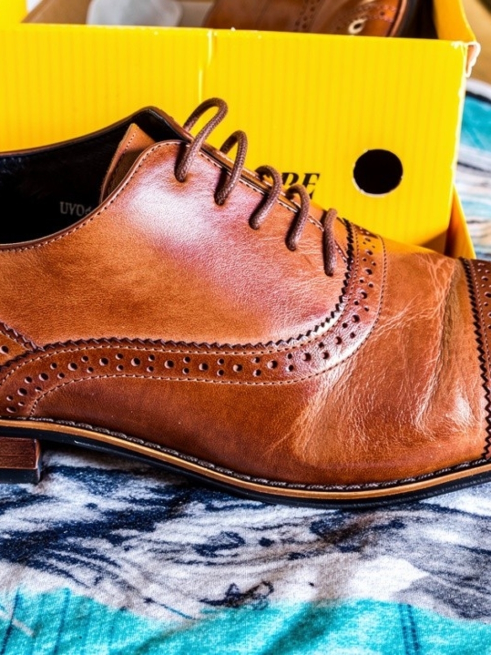 Brand New Men's Leather UV Signature Brown Brogue Oxford Dress Shoes